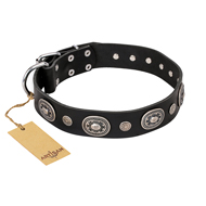 Black Leather Dog Collar "Black Tie" FDT Artisan