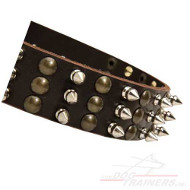 Professional Leather Dog Collar with Studded Design Wide buy