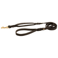 Dog Leash of Leather With Extra Handle