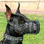 Dog Muzzle Leather for Doberman Painted with Barbed Wire