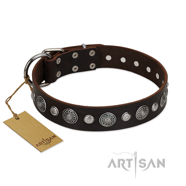 FDT Artisan braunes Halsband mit Nieten