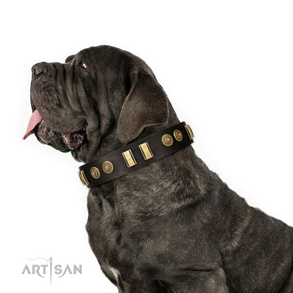 Mastino Neapoletano Halsband aus schwarzem Leder