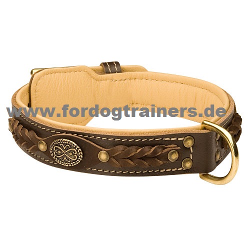 Exclusive Braided Nappa Padded Dog Collar